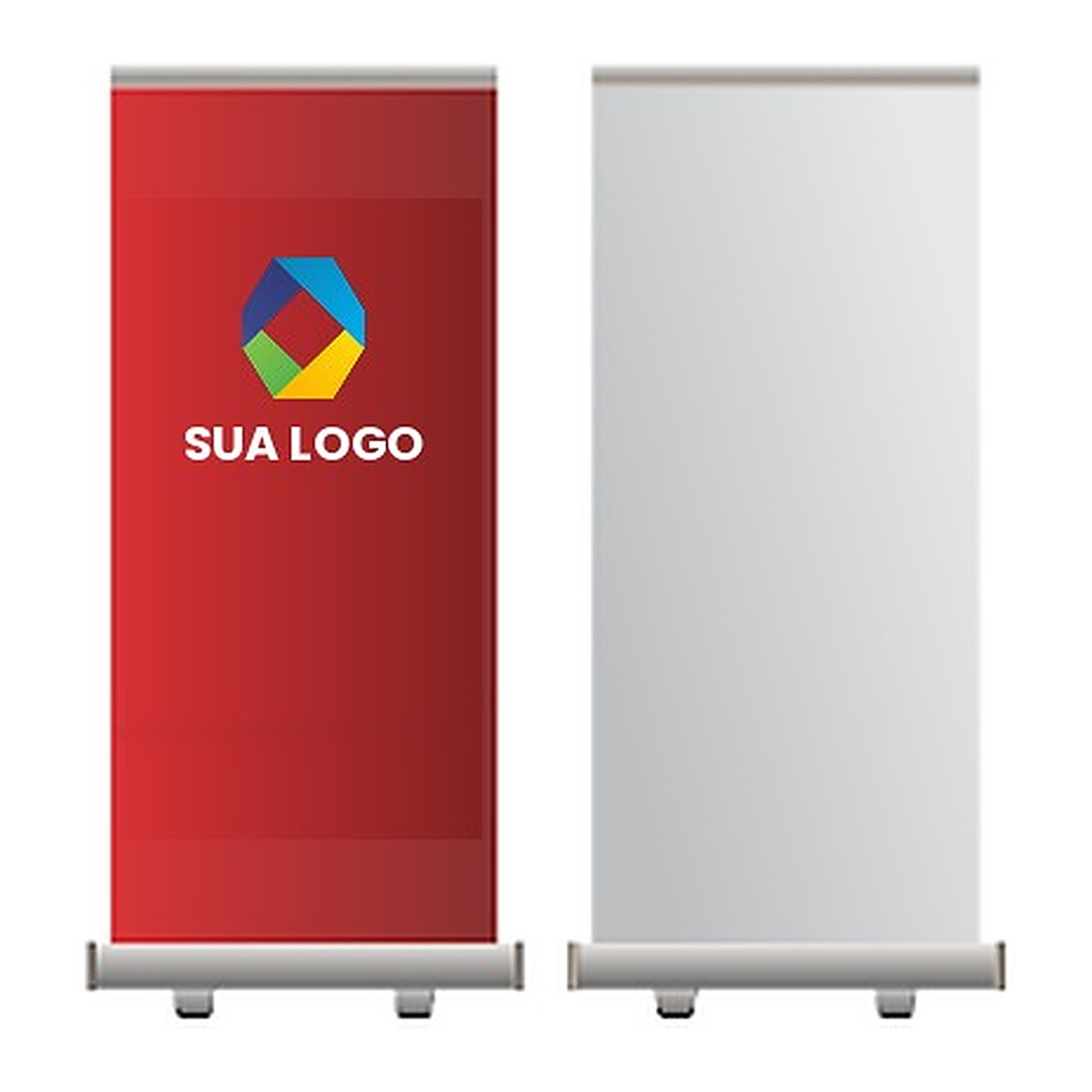 Porta Banner Roll-Up + Banner personalizado com a marca do cliente